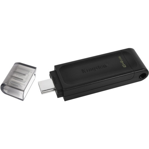 Kingston DataTraveler 70 USB-C Flash Drive - 64 GB - USB 3.2 (Gen 1) Type C - Bl