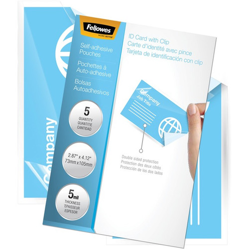 Fellowes Self-Adhesive Pouches - Business Card, 5mil, 5 pack - Laminating Pouch/