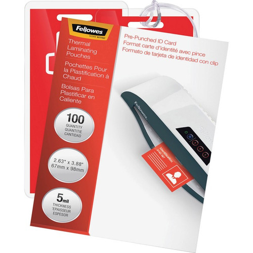 Fellowes Punched ID Card Glossy Thermal Laminating Pouches - Laminating Pouch/Sh