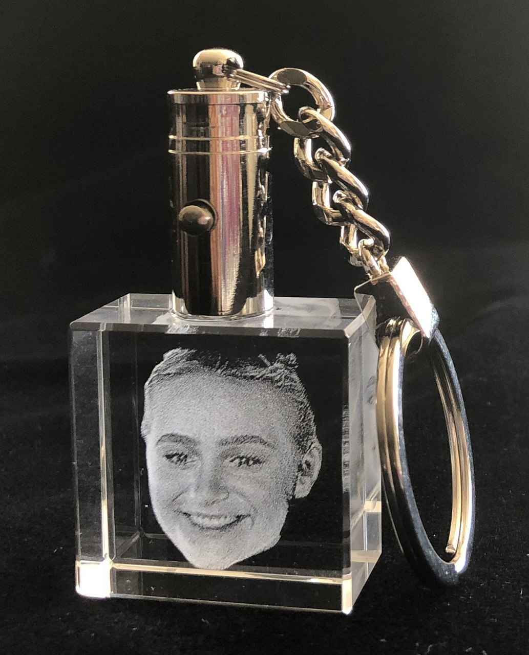 Square Crystal Keychain Light With Custom Engraving