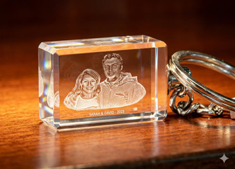  Classic Photo Crystal Rectangle Keychain 