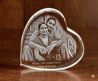 Crystal Print Anniversary 2D Heart Paperweight Photo Crystal 