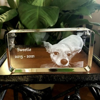 Crystal Print Pet Memorial Wide Rectangle 2D Paperweight Crystal Print Pet Memorial Wide Rectangle 2D Paperweight