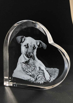Crystal Print Memorial 2D Heart Paperweight Photo Crystal
