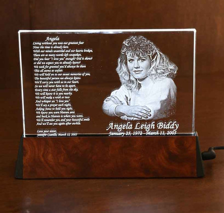 Crystal Print Photo Crystal Lighted Panel Memorial
