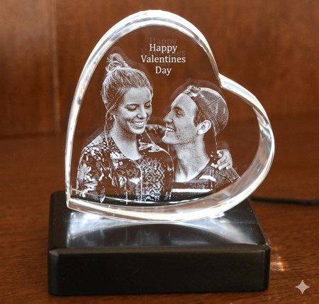 Crystal Print Anniversary 2D Heart Paperweight Photo Crystal 