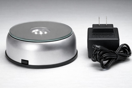 Crystal Print Rotating Silver Plastic Light Base 4"diameter 