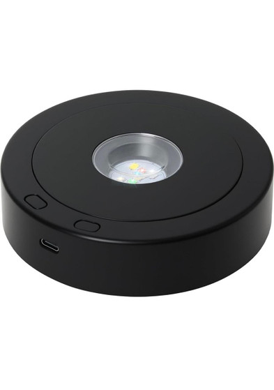 Crystal Print Rotating Black Light Base, compact black rotating light base with a crystal print design and LED lighting, suitable for enhancing visual effects in entertainment or display setups.