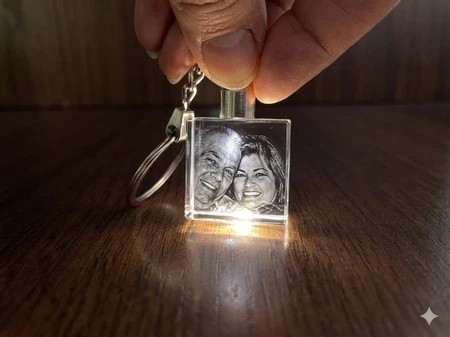Crystal Print Square Keychain Light 