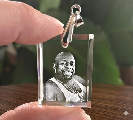 Crystal Print Memorial Rectangular Pendant 