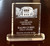 Photo Crystal Presentation Plaque Award, a clear crystal plaque with engraved text and an image of a building, used for recognition or commemoration.