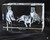 3D Pet Crystal Block, engraved with images of three dogs and a personalized message 'Remembered with Love August, 2018'.