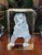 3D Pet Crystal Block, transparent crystal block with engraved adorable golden retriever dog image.