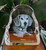 Tall Pet Iceberg, glass ornament featuring a black and white portrait of a dog with a quote beneath reading, "To live in hearts we leave behind is not to die."