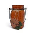 Pumpkin Spice Rustic Farmhouse Fall 16 oz. Mason Jar with Wire Handle & Wood Leaf Charms