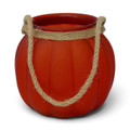 Dark Orange Rustic Farmhouse 44 oz. Frosted Pumpkin Luminary Candle Vessel