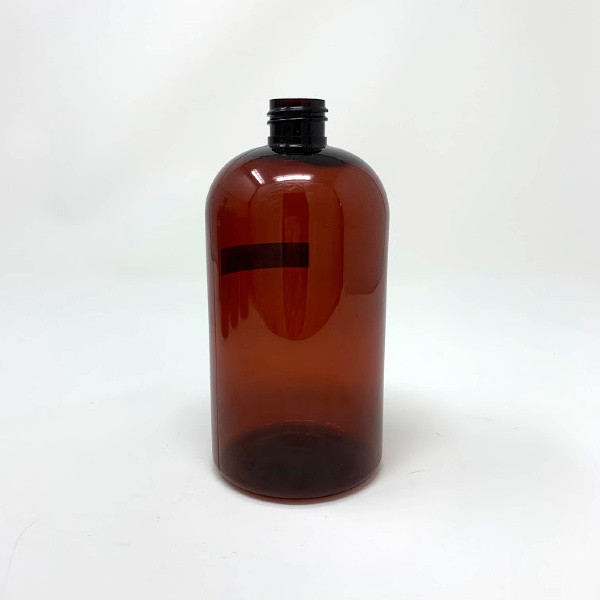 16 oz. AMBER Round Plastic Bottle per each product image