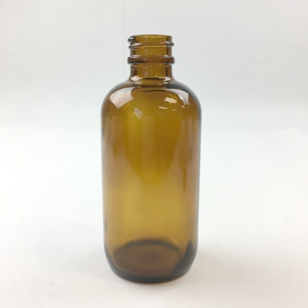 4 oz. Amber Glass Boston Round Bottle NO LID per each product image