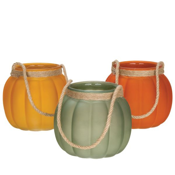 Rustic Farmhouse 44 oz. Frosted Pumpkin Luminary Candle Vessel Trio Assortment