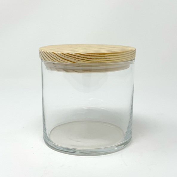 17 oz. Clear 2-wick Tumblers w/ Wood Lid