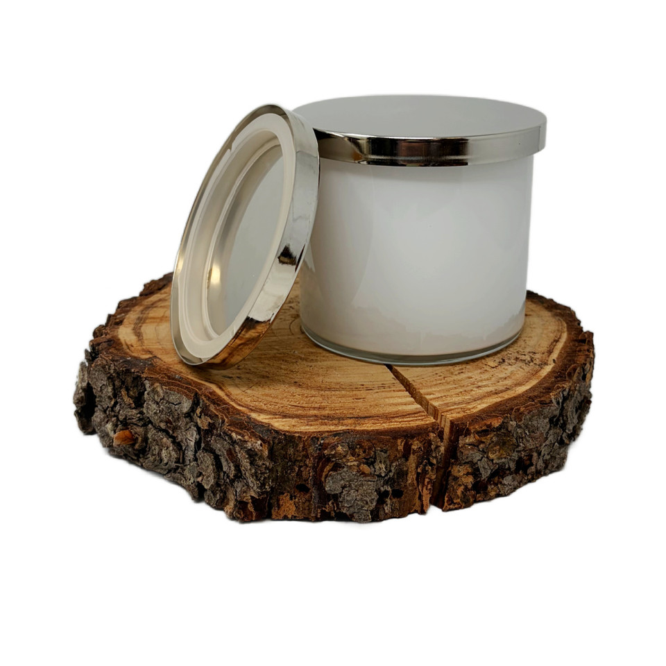 17 oz. Luxury White Oversized 2-Wick Tumbler w/ Shiny chrome Lid