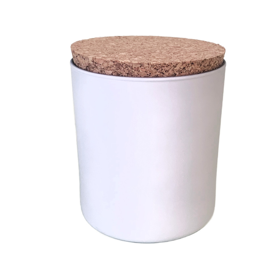 11.5 oz White Tumbler w/ cork lid