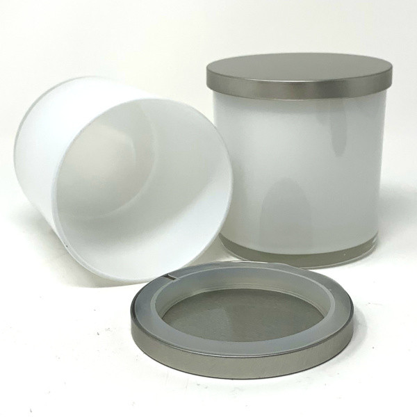 11.5 oz White Tumbler w/ Silver Metal Lid