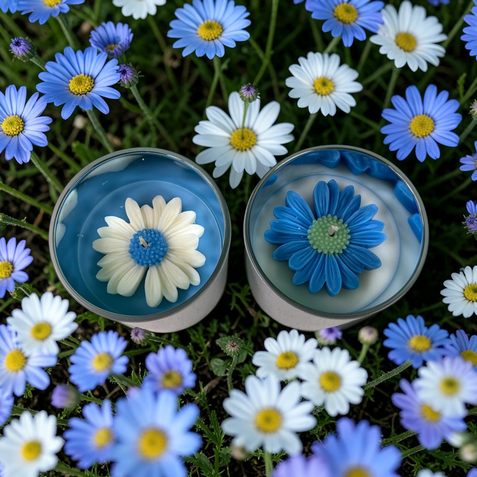Blue Electroplated Tumblers w/ daisy embed