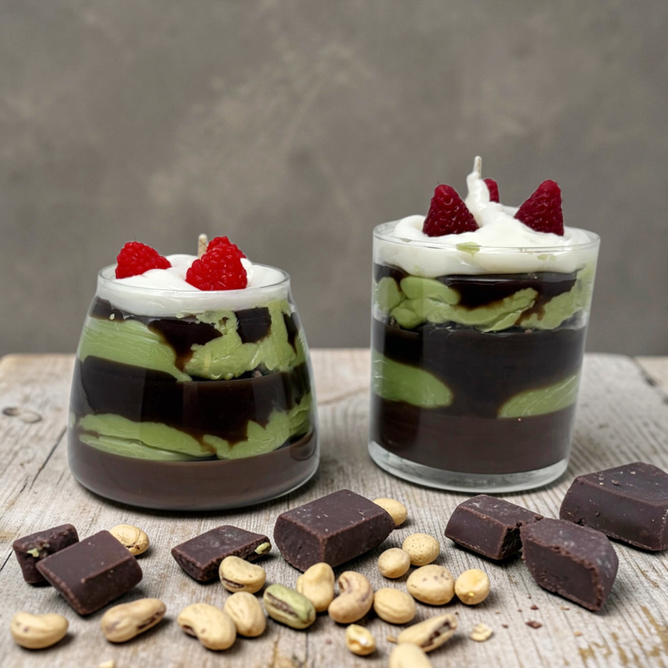 Dubai Chocolate-Inspired Parfait Candles