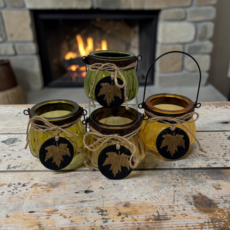 Rustic Farmhouse Harvest Gourd 10 oz. Candle Jar Collection Fall Background