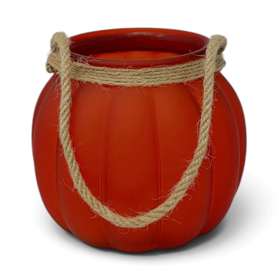 Dark Orange Rustic Farmhouse 44 oz. Frosted Pumpkin Luminary Candle Vessel