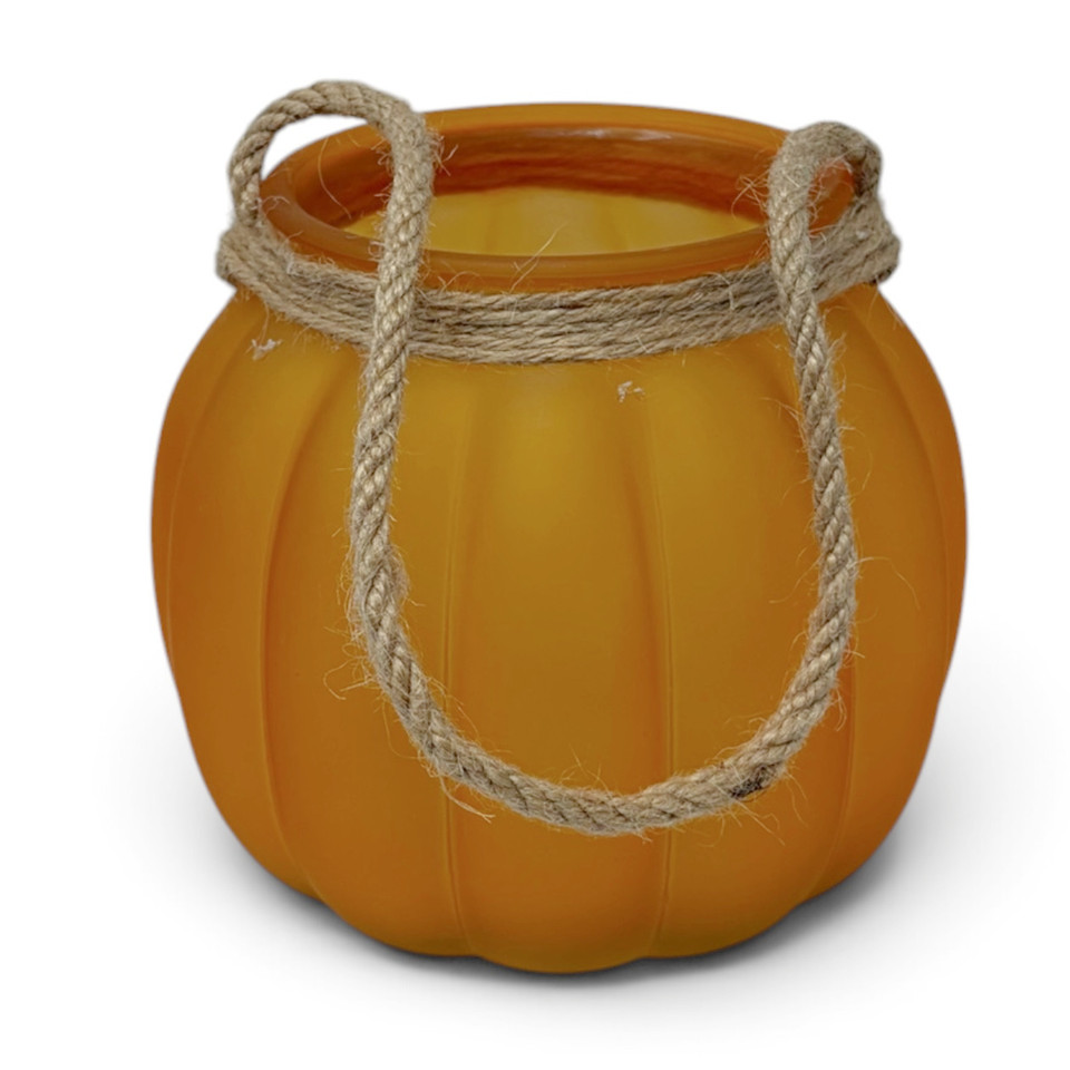 Golden Pumpkin Rustic Farmhouse 44 oz. Frosted Pumpkin Luminary Candle Vessel