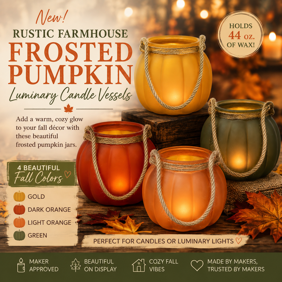 Rustic Farmhouse 44 oz. Frosted Pumpkin Luminary Candle Vessel Collection