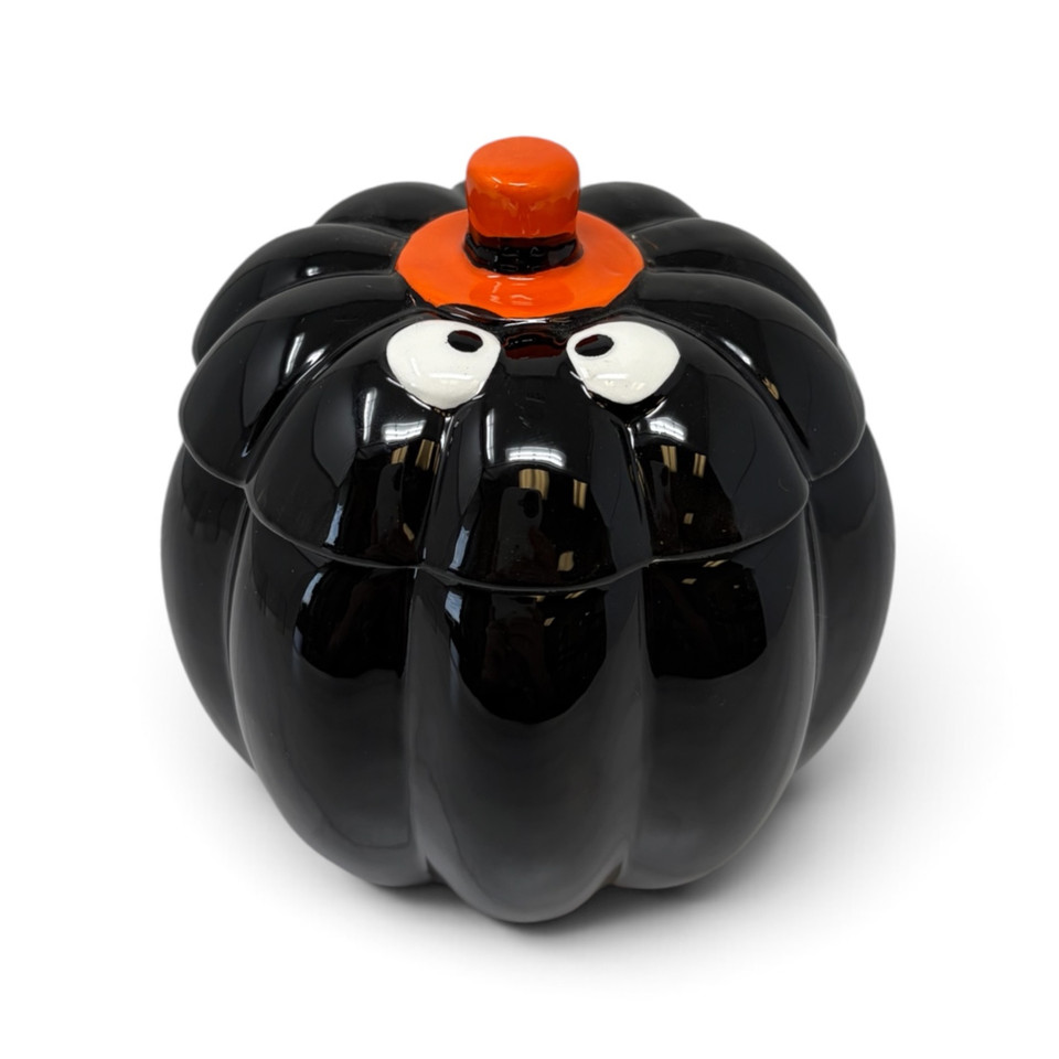 Black 12 oz. Silly Jack-O-Lantern Ceramic Vessel