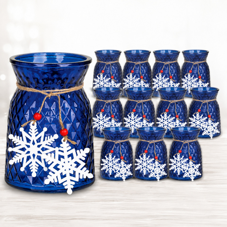 34 oz . Blue Snowflake Jewel Vessel  per dozen