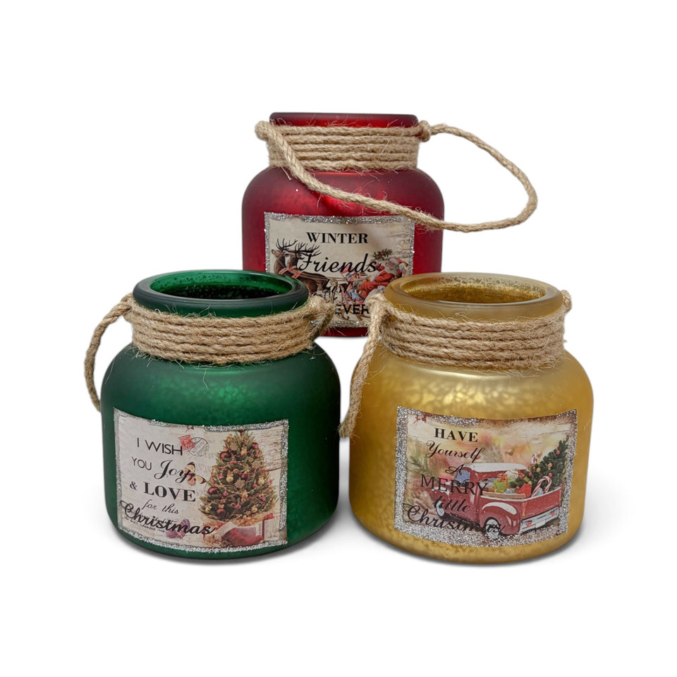 22 oz. Christmas Card Apothecary Jars per set of 6 (3 each color) product image