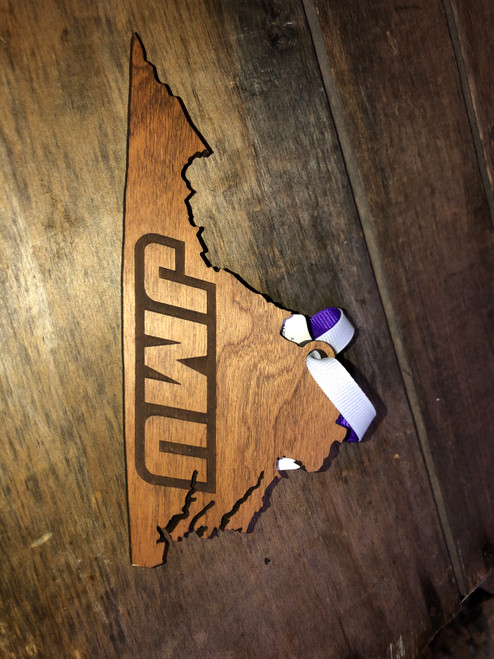  Lazer Virginia State with JMU Logo Wooden Ornament