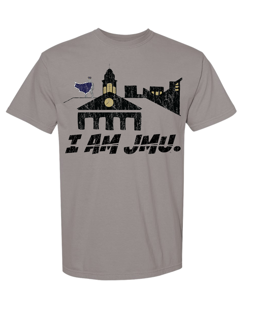 I Am JMU Superhero T-Shirt on Grey