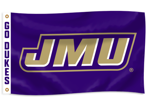 JMU Slant Flag w/ White Header - 3' x 5'