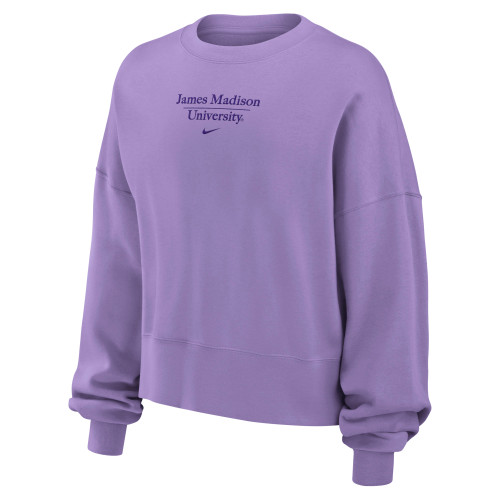 Lavender Nike Phoenix Cropped Crew w/ James Madison Embroidered