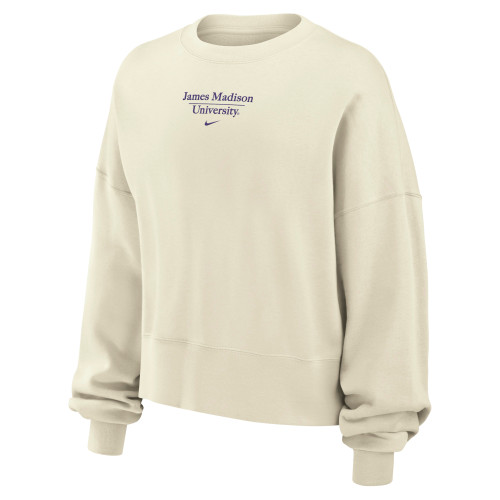 Ivory Nike Phoenix Cropped Crew w/ James Madison Embroidered