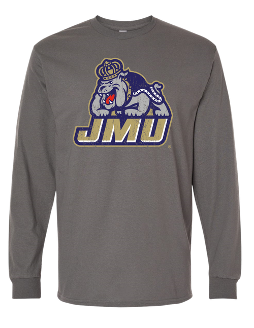 Full duke Dog Logo Distressed on Charcoal Long Sleeve