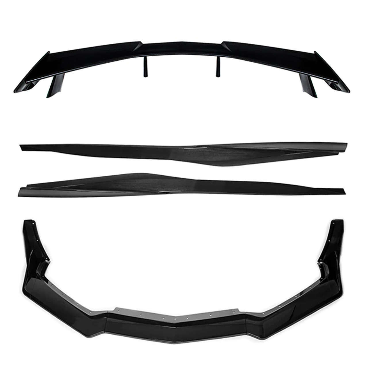 20-24+ C8 Corvette Carbon Flash Track Edition Ground Effects Kit - EOS  (FLIP-511-ABS_SS-277-V2-ABS_SPOILER-412-ABS)
