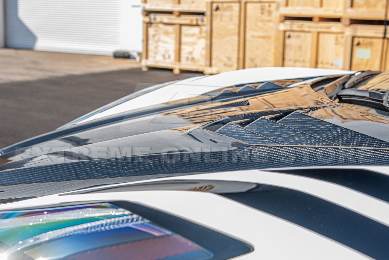 HOOD-634-BKCF | GT3.R Style Carbon Fiber Hood for 2020+ C8 Corvette