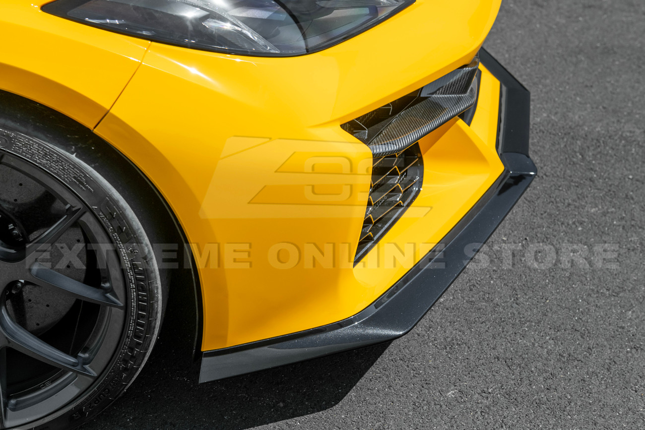 FLIP-683-V2-ABS | Carbon Flash 3-Piece Front Splitter for 2023+ C8