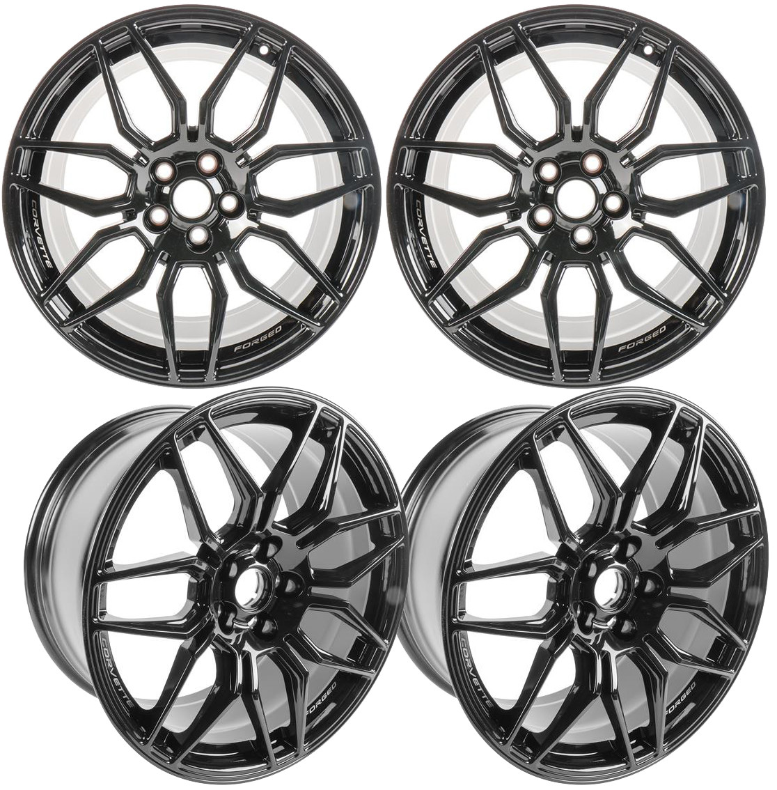 GM Gloss Black Spider Design Wheel Set | 2023+ C8 Corvette Z06, E