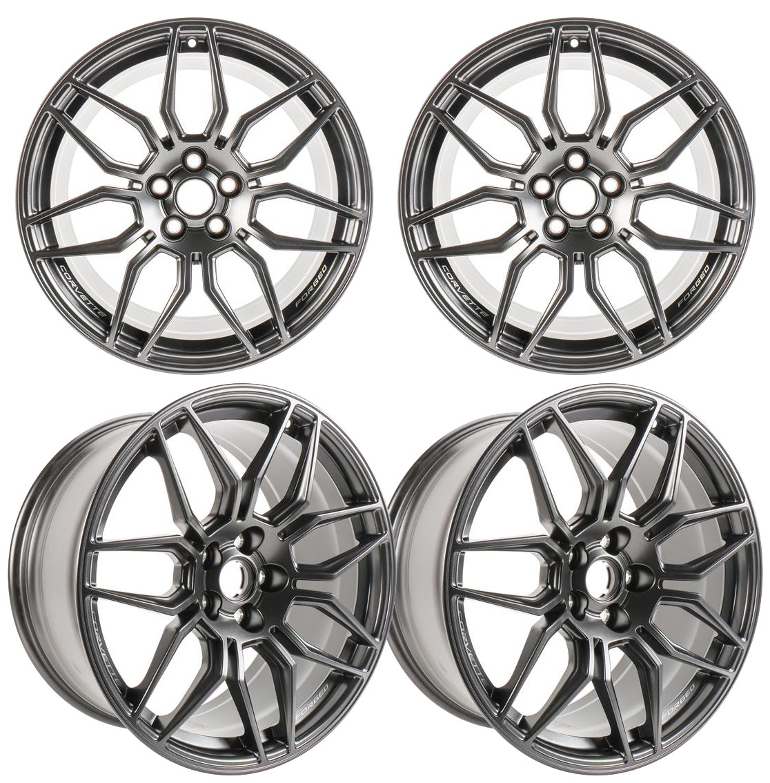 【ソラッティー】 GM Satin Graphite Spider Design Wheel Set | 2023+ C8 Corvette Z06