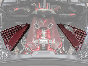 20-27+ C8 Corvette Engine Bay Panels (Red Carbon Fiber) - EOS