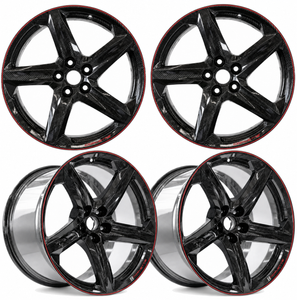 23-27+ C8 Corvette 20x10" & 21x13" 5-Spoke Carbon Fiber Wheel Set (W/ Red Stripe) (Includes 4) - General Motors