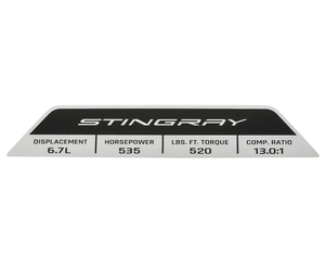 27+ C8 Stingray LS6 Engine Plaque - General Motors
